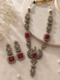 Victorian Ruby Polki Peacock Necklace Set
