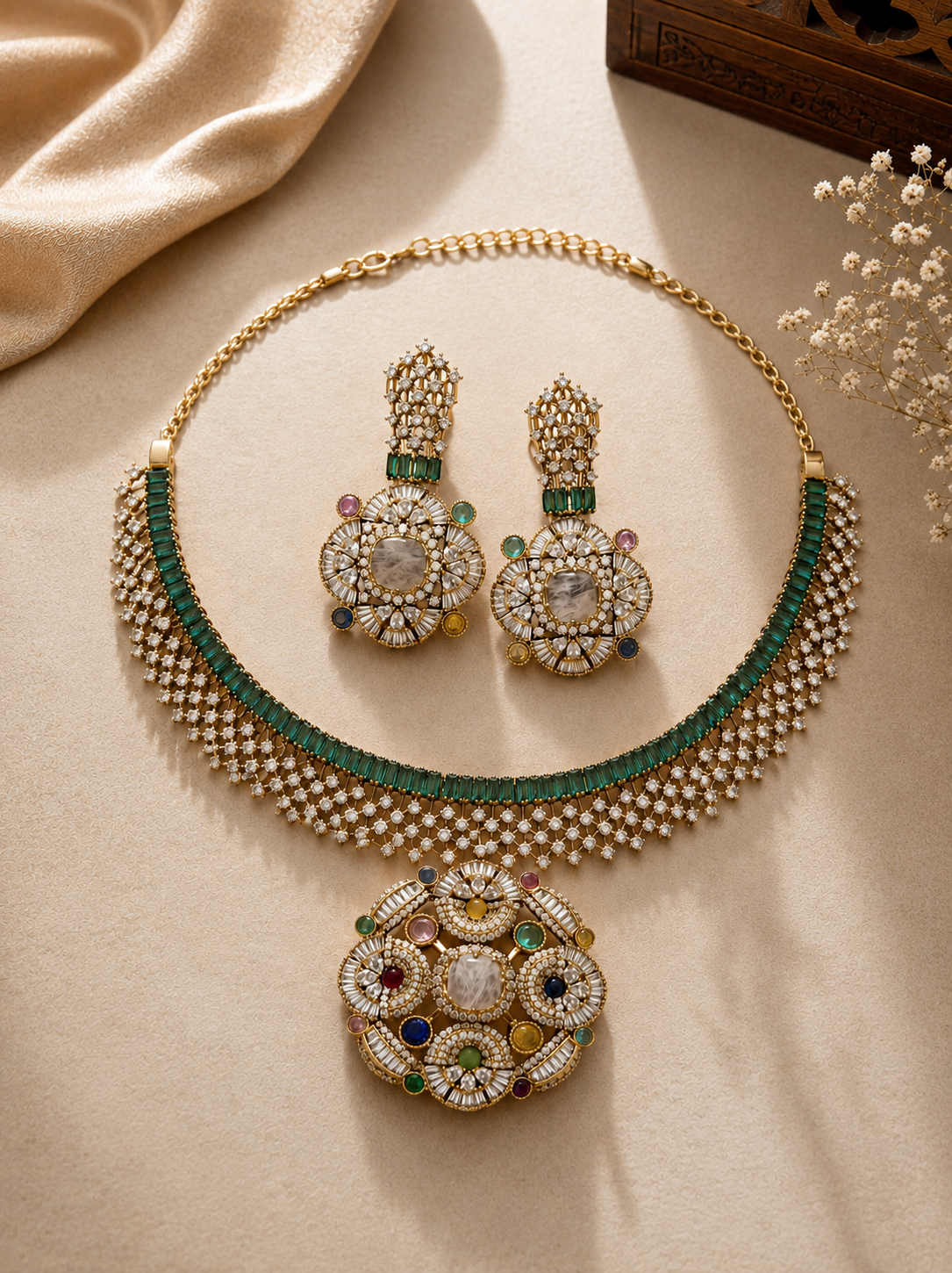 Sabyasachi-Inspired Multicolor Choker Set