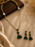 Polki Green Stone Sleek Necklace