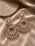 Moissanite Chandbali Earrings with Floral Polki Top