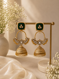 Peacock Polki Gold Plated Jhumka Earrings